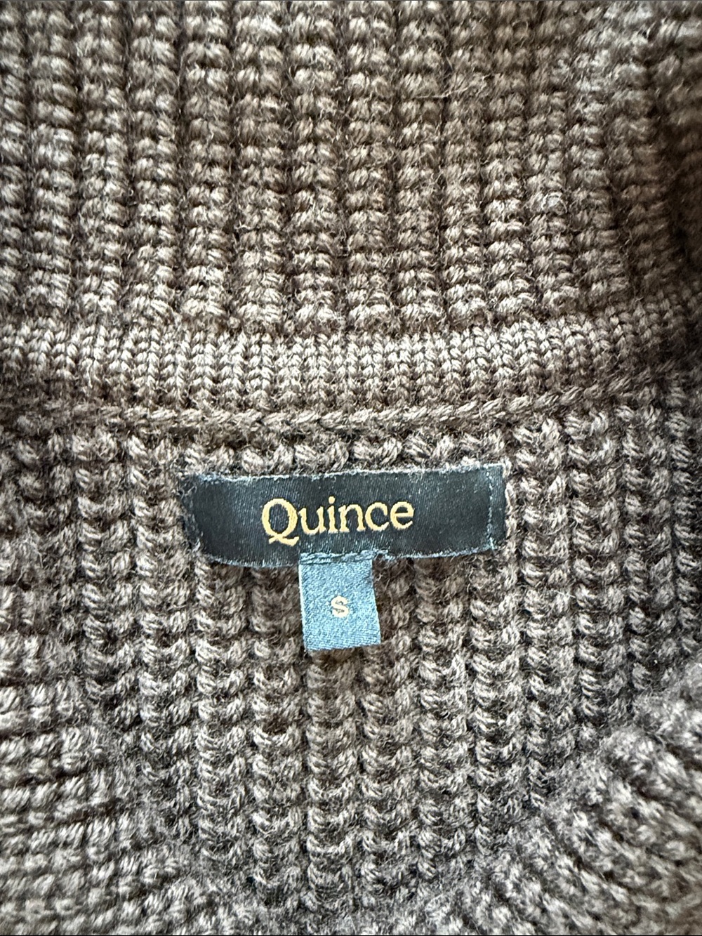 Quince Australian Merino Wool Collared Cable Cardigan chocolate brown S Small - Picture 3 of 12